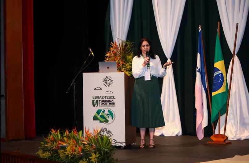 Speaker addressing the conference from the podium